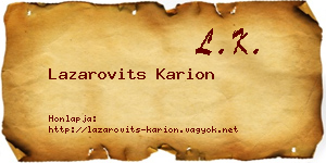 Lazarovits Karion névjegykártya